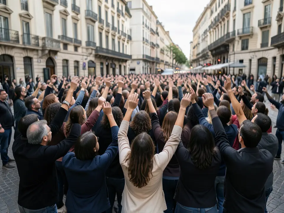 AI-generated editorial illustration for source event: Spain's World Cup Win in Madrid Exposes Our Hunger for Belonging; not a documentary photograph