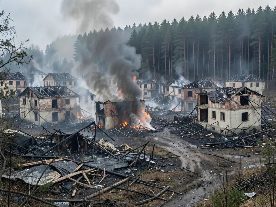 AI-generated editorial illustration for source event: More Than 100 Homes Lost in Norway Fire: Where Hope Stands When Shelter Is Gone; not a documentary photograph