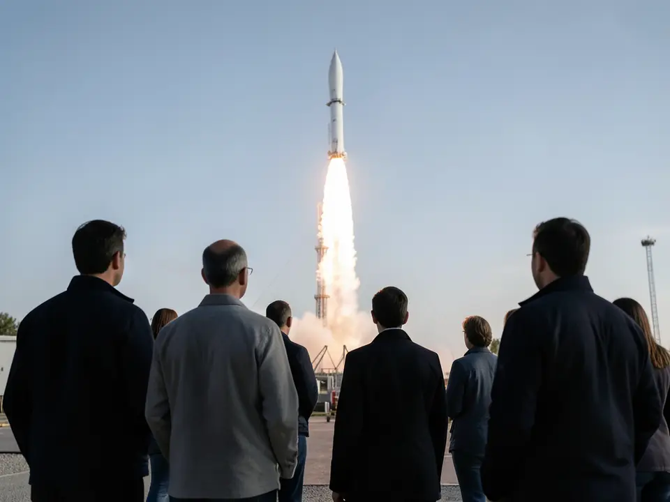 AI-generated editorial illustration for source event: India's Vikram-1 Reaches Orbit: A New Space Era Invites Inner Renewal; not a documentary photograph