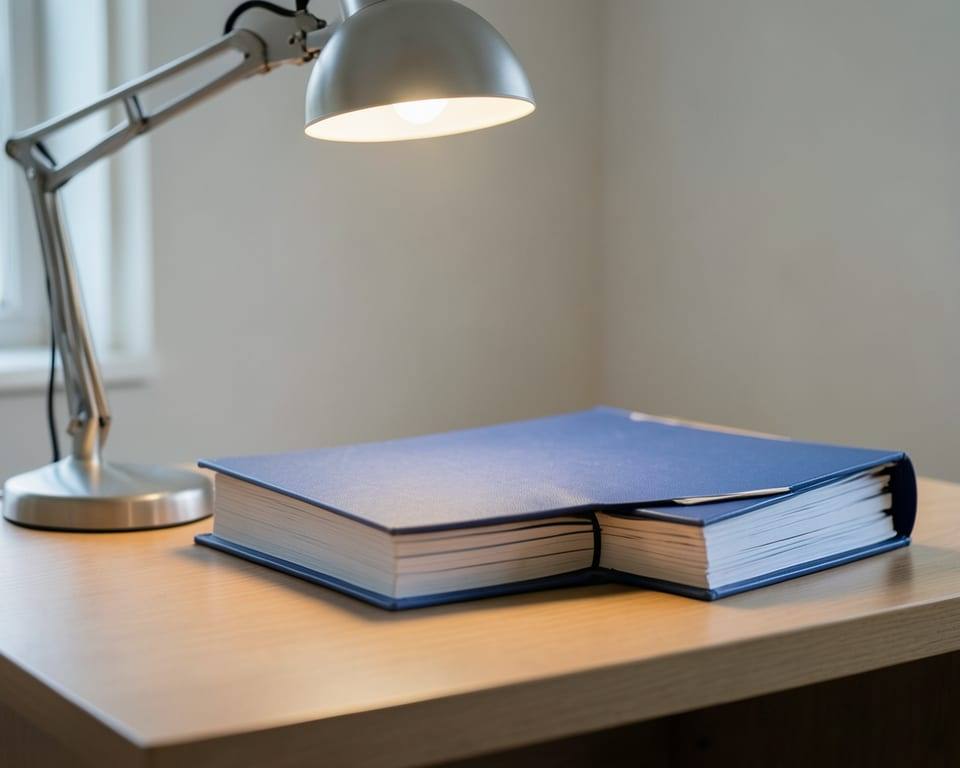 A stack of closed, unmarked legal binders and folders on an otherwise empty desk, representing the Justice Department's move to dismiss a lawsuit over a missed deadline to file a lawsuit. AI-generated editorial illustration; not a documentary photograph