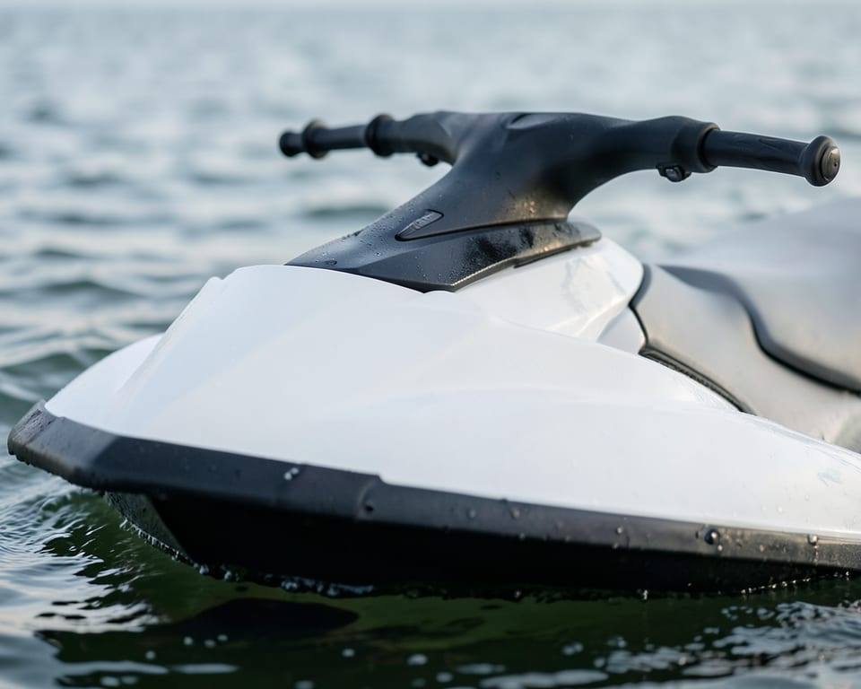 A jet ski floating in the sea, found floating off Koh Samui island. AI-generated editorial illustration; not a documentary photograph