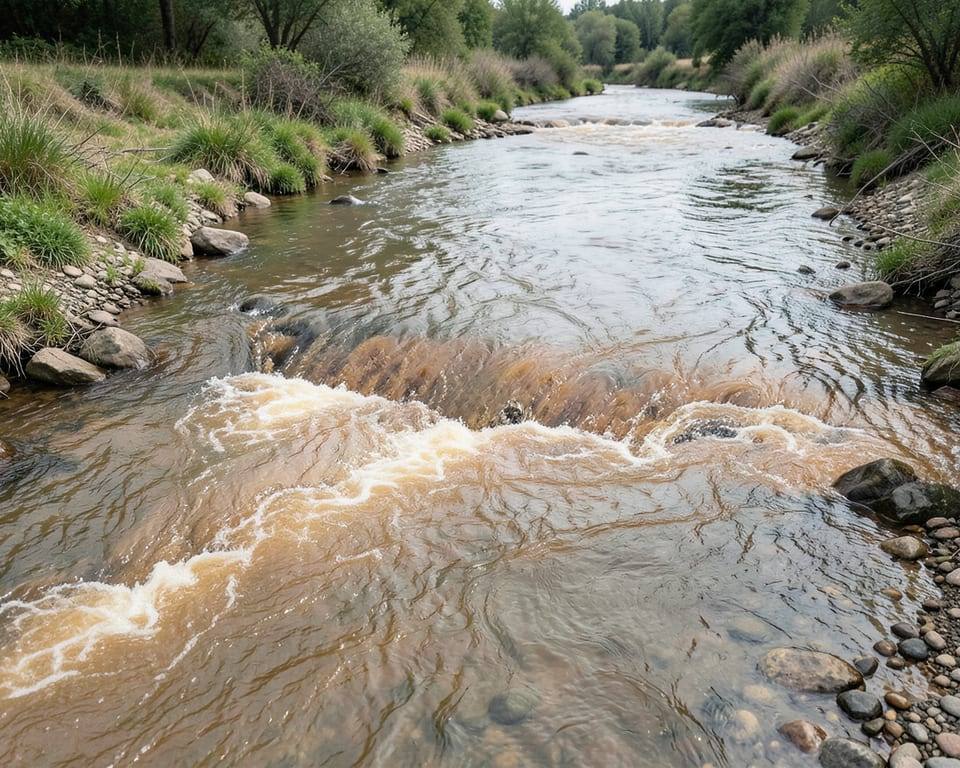 A river confluence where two distinct currents merge into a single broader flow, with smaller side channels being drawn into the combined current, representing how conflicts merge and suck in more countries along the way. AI-generated editorial illustration; not a documentary photograph