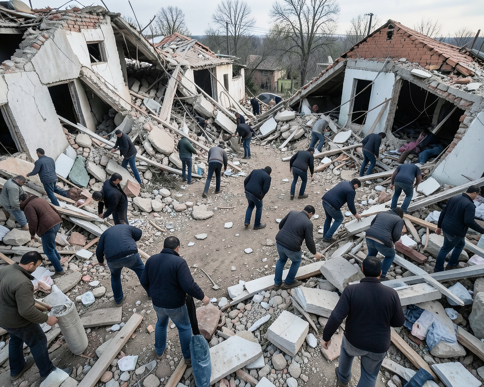 AI-generated editorial illustration for source event: Weeks After Venezuela's Earthquakes, Families Sift Through Rubble — and Grief Refuses to Rush; not a documentary photograph