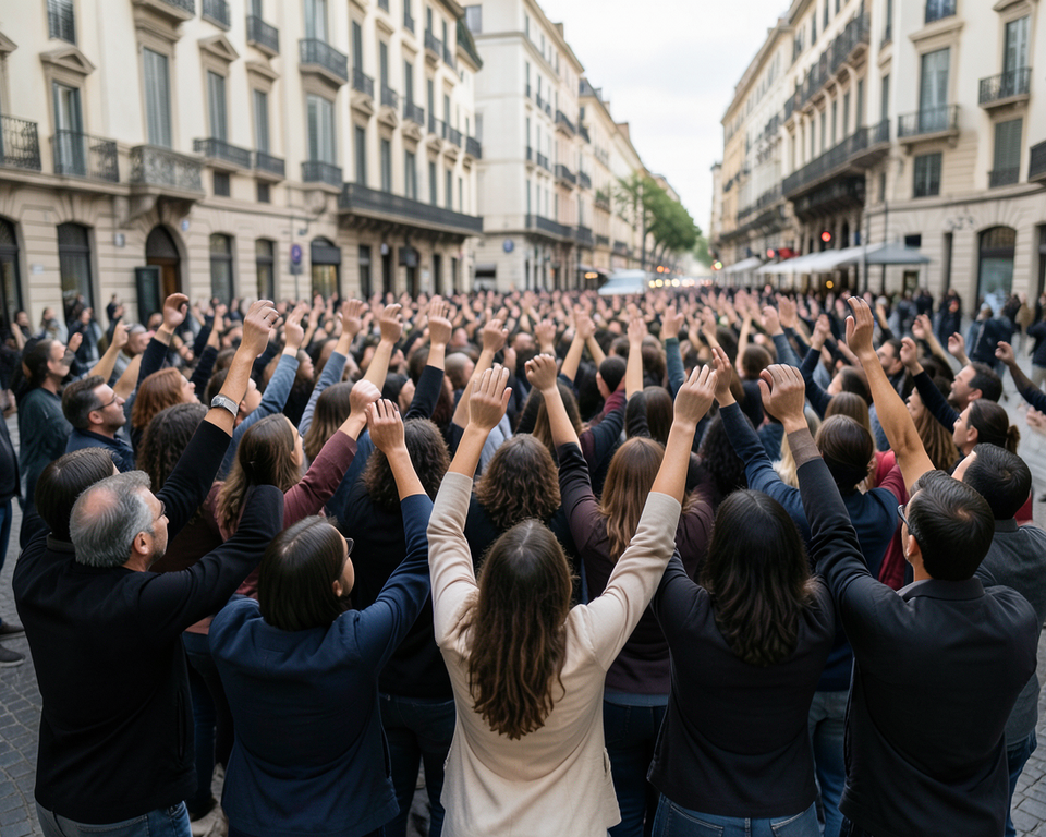 AI-generated editorial illustration for source event: Fans in Madrid go wild as Spain beat Argentina to win second World Cup; not a documentary photograph