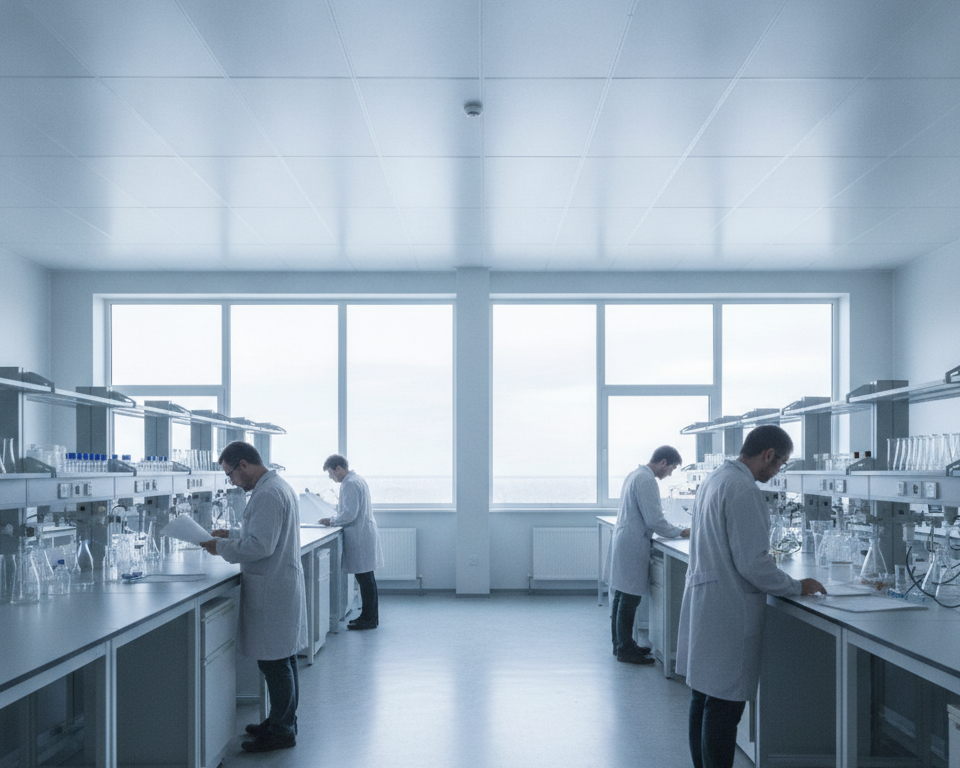 AI-generated editorial illustration for source event: US budget slashing risks losing global scientific edge to China; not a documentary photograph