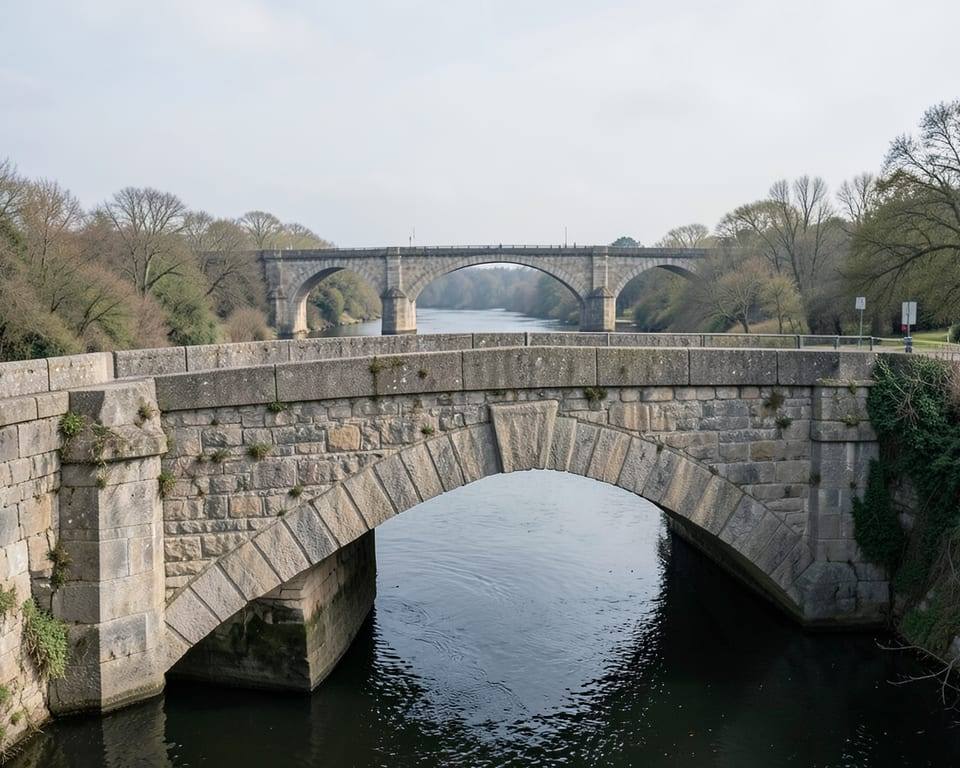 A stone arch bridge spanning a gap between two banks, representing the first official visit by a UN chief in 17 years. AI-generated editorial illustration; not a documentary photograph
