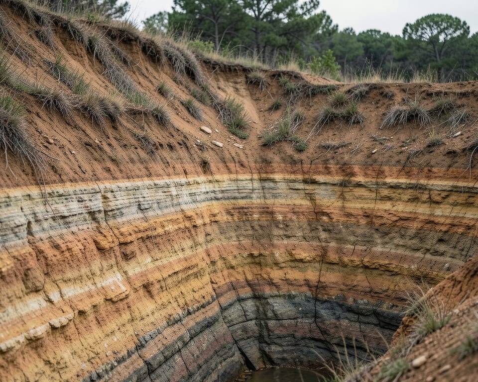 Layered rock strata in a cut bank showing distinct horizontal bands accumulated over time, representing how your costs go up whether your rates do or not. AI-generated editorial illustration; not a documentary photograph