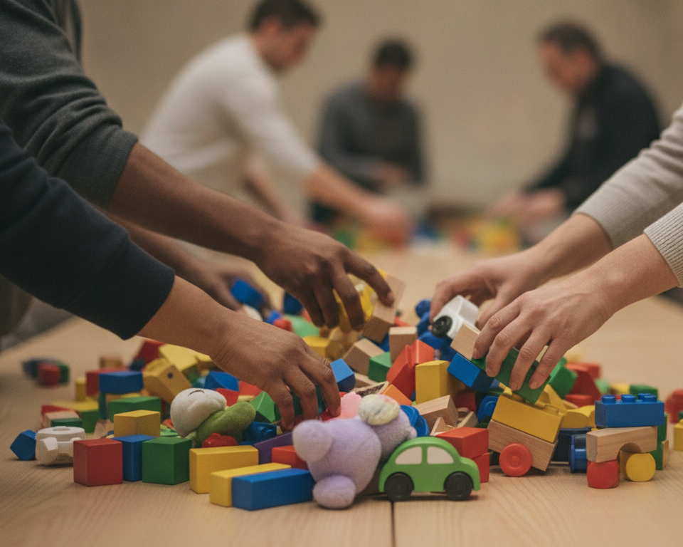 AI-generated editorial illustration for source event: Toys for Tots gets head start on Christmas with summer donation event - MSN; not a documentary photograph