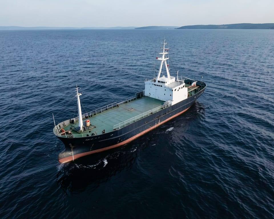 A Turkish-operated merchant vessel on the Black Sea, one of two Turkish-operated vessels struck as a result of the war between Russia and Ukraine. AI-generated editorial illustration; not a documentary photograph